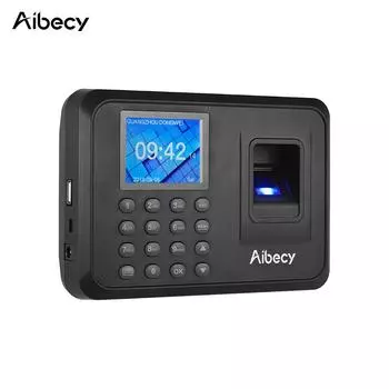 Aibecy Биометрическая машина посещаемости с паролем по отпечатку пальца и 2,4-дюймовым ЖК-экраном для сотрудников EU Plug чёрный