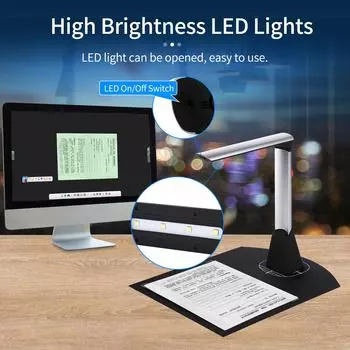 Aibecy BK34 Сканер для документов-камеры 5-мегапиксельная HD-камера Размер захвата A4 со светодиодной подсветкой Обучение разноцветный