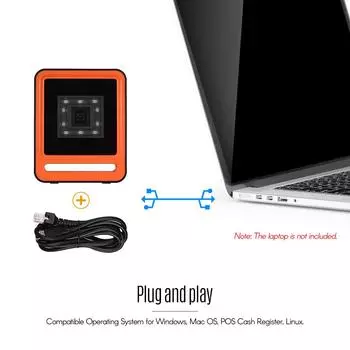 Aibecy Hands-free USB Проводной 1D 2D QR-сканер баркодера Настольный компьютер серебряный