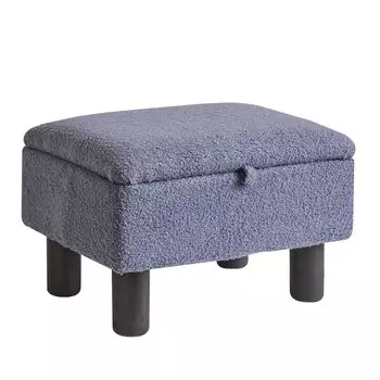 Aibiju Teddy Velvet Footstool with High Solid Wood Storage 150kg Weight Safety Hinged Teddy Ottoman, Resilience, Legs, Stool, Small, 403024cm,