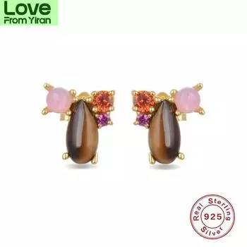 Aide 100 %Real Silver 925 Earrings Trend Earrings For Women Pomegranate Red Stud Earrings Jewelry Pendientes Mujer Aretes