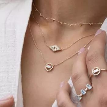 Aide 925 стерлингового серебра ожерелье прямоугольный циркон кулон штабелирование ключицы ожерелья цепь для женщин изысканные ювелирные изделия подарки 40cm