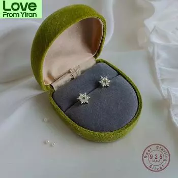 Aide 925 стерлингового серебра с покрытием из 14-каратного золота корейские хрустальные цветочные серьги-гвоздики женские высококачественные универсальные ювелирные изделия золотой