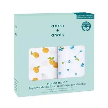 Aiden and Anay Authentic Japanese Organic Cotton Swaddle Swaddle Pack of 2 Baby Gifts Fresh Fruit Organic Swaddles ASWO20010 2-pack