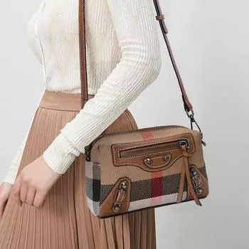 Aidrani Классическая и необычная сумка для мотоцикла, женская клетчатая сумка из натуральной кожи, ретро-квадратная мини-сумка через плечо