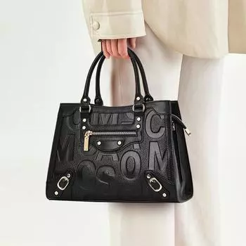 Aidrani натуральная кожа коровья женская сумка модная черная сумка с буквами сумка через плечо большая вместительная женская сумка