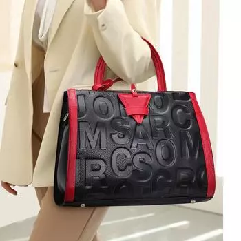 Aidrani Новая модная женская сумка с буквенным принтом, большая вместимость, высококачественная переносная сумка из коровьей кожи