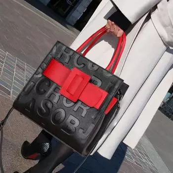 Aidrani Новая женская сумка с буквенным принтом, модная и универсальная, большая вместительная квадратная сумка из коровьей кожи