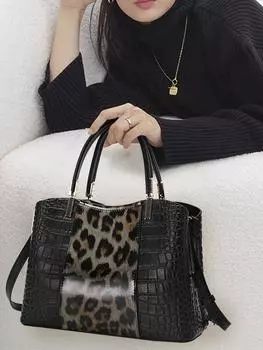 Aidrani Новая женская сумка с леопардовым узором 2025 года, модная роскошная контрастная цветная сумка для поездок на работу, сумка для мамы