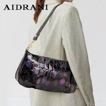 Aidrani Женская сумка через плечо из натуральной кожи, модный дизайн в горошек, роскошная брендовая сумка через плечо из коровьей кожи чёрный