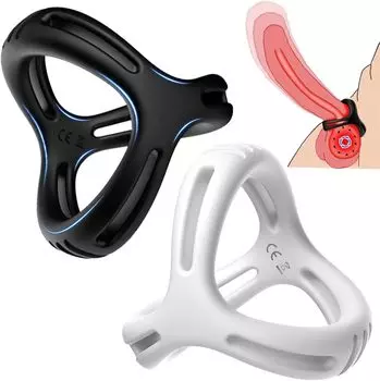 AiFox Penis Ring Cock Ring Triangle Ring Set of 2 and Silicone for Men Adult Goods Sex Toys [Black White]