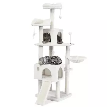 AIFY Cat Large Multiple Nail Popular Cat Nail Space Ivory Tower, Стационарный, Тонкий, Кошка, Большой, Средний, Кошки, Гамак, Стильный, Деревянный, Точилка, Игрушка, слоновая кость