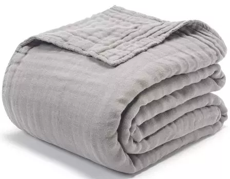 AIFY Однослойная марля Мягкий и Идеальный для Комфортного Светло-серого Одеяла, 6-слойная марля, 100% хлопок, Удобный, Летний, Влагоотводящий, Дышащий,