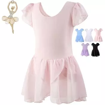 Aigoda Ballet Leotard for Sizes with for Junior Rhythmic Gymnastics Size Kids, 100-170, Skirt, (Pink, 150)