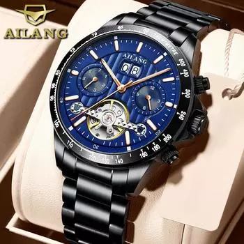 AILANG Автоматические Механические Часы Tide Совершенно новые мужские наручные часы Скелет Мужские часы