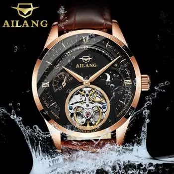 AILANG часы мужские автоматические механические мужские часы многофункциональные водонепроницаемые часы со скелетом