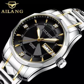 AILANG Мужские полностью автоматические механические часы Мужские часы Модные водонепроницаемые часы с двойным календарем из камня и стали
