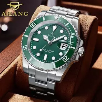 AILANG Новые автоматические механические часы Green Water Ghost Мужские часы Водонепроницаемые