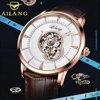 AILANG новые автоматические механические часы полые мужские часы ультратонкие водонепроницаемые часы