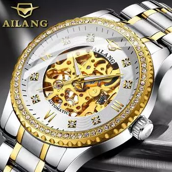 AILANG Новые механические полые автоматические часы Деловые модные мужские часы