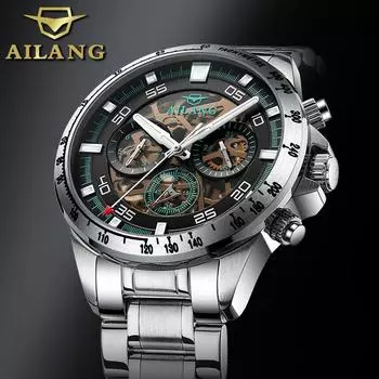 AILANG Новые мужские часы, полностью автоматические полые механические часы, многофункциональные водонепроницаемые часы