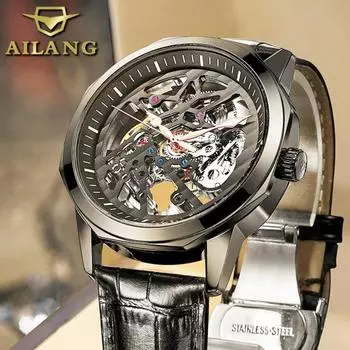 AILANG Подлинные швейцарские новые часы Мужские механические часы Автоматические мужские часы со скелетом