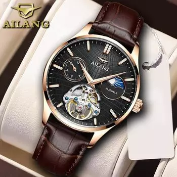 AILANG Watch Мужские автоматические механические мужские часы Водонепроницаемые полые часы