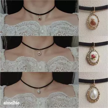 [Aimelbie] Антикварное овальное колье — плюшевый мишка