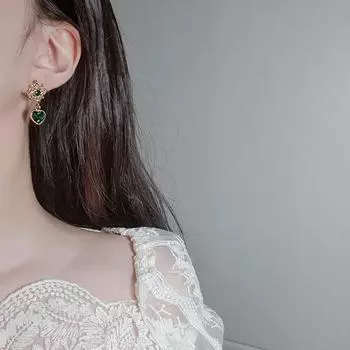 [Aimelbie] Антикварные брекеты-сердечки - зеленые