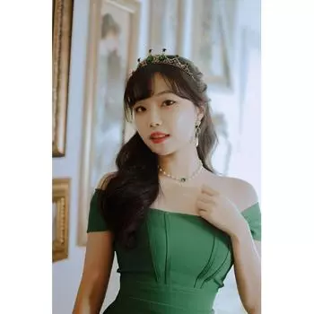 [Aimelbie] Чокер с изумрудным квадратом и жемчугом