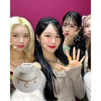 [Aimelbie] Колье-цепочка с луной и звездами