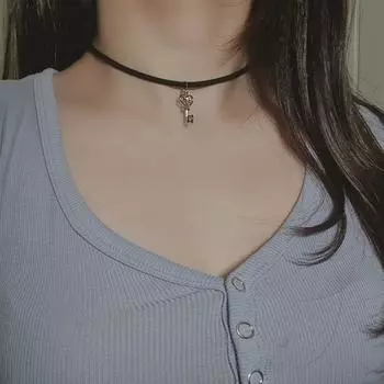 [Aimelbie] Колье-ключ с серебряным сердцем