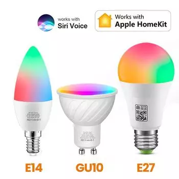AIMENGTE E14/GU10/E27 светодиодные точечные лампы с регулируемой яркостью RGBCW WiFi лампа для Apple Homekit E27