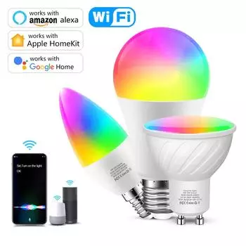 AIMENGTE MFI Homekit RGB LED Smart WiFi лампочка 110 В/220 В Siri Голосовое управление для Apple Home Kit App Alexa Google Home E27-9W