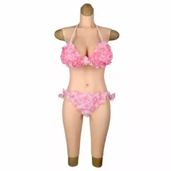 AIMIXIUYA Силиконовые ноги E Боди для кроссдрессинга, Без рукавов, Половина длины (Слоновая кость, Чашка)