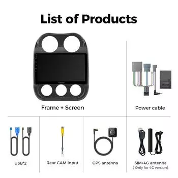 Ainavi Car Radio For Jeep Compass Patriot 2010-2016 Мультимедийный проигрыватель Авторадио Стерео 2 Din Плеер GPS Навигация Carplay DSP