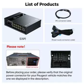 Ainavi P48E Автомобильный DSP для Peugeot 208 3008 5008 Цифровой сигнальный процессор Автомобильный усилитель Эквалайзер 8-канальный выход 4-канальный вход CHINA