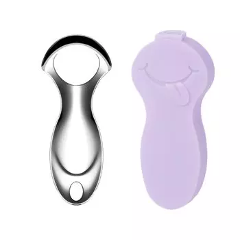 AioBos Tongue Tongue нержавеющая сталь очиститель языка с местом для хранения портативный язык неприятный запах изо рта для деловых поездок хранение скребок, щетка, сталь, компактный, коробка,