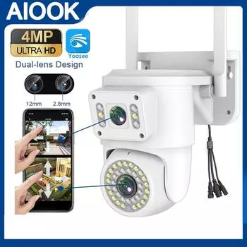 AIOOK, 8MP, 4K камера видеонаблюдения WIFI, беспроводная камера Yoosee, наружная PTZ-камера IP-безопасности, цветное ночное видение, отслеживание AI