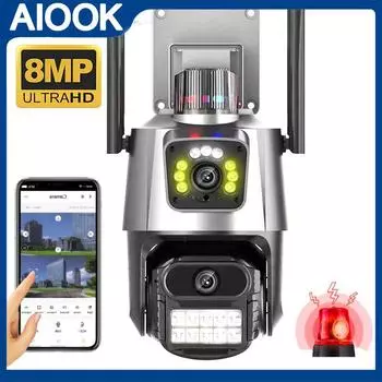 AIOOK HD 8-мегапиксельная камера наблюдения, наружная беспроводная Wi-Fi, полноцветная камера ночного видения, водонепроницаемая IP-камера видеонаблюдения, двусторонний разговор