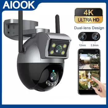 AIOOK HD 8MP 4K Wi-Fi Открытая камера для наблюдения за мячом, AI Мобильный отчет об отслеживании Камера видеонаблюдения Камера Wi-Fi