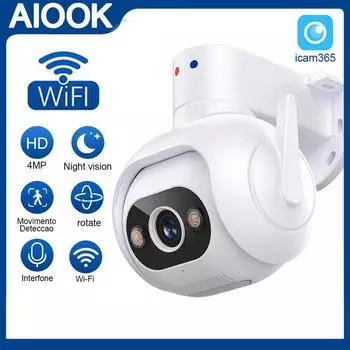 AIOOK Icam365 4MP CCTV наружная беспроводная HD Wi-Fi камера IP водонепроницаемая камера безопасности AI отслеживание движения двунаправленный вызов полный