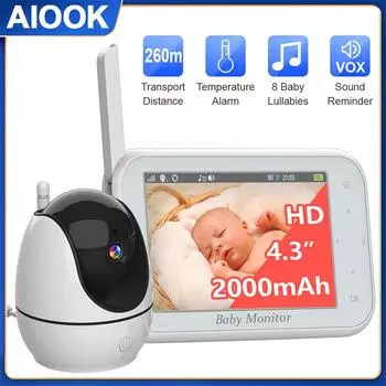 AIOOK видеоняня 2,4G беспроводная с 4,3-дюймовым ЖК-дисплеем двусторонняя аудиосвязь ночного видения детские камеры безопасности няня WIFI CCTV