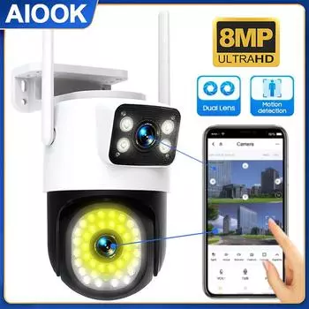 AIOOK Yoosee CCTV Беспроводная уличная камера видеонаблюдения 8MP 4K Wi-Fi Ptz Домашнее подключение к телефону IP-камера безопасности Мобильное отслеживание Инфракрасное ночное видение двустороннее