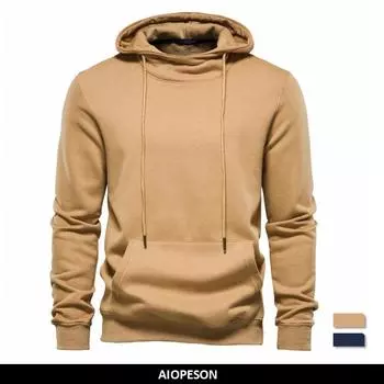 AIOPESON хлопковые толстовки мужские повседневные однотонные высококачественные теплые осенние флисовые мужские толстовки модные спортивные толстовки для мужчин S 50-55 kg хаки