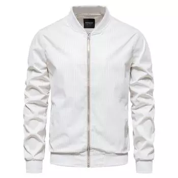AIOPESON, полосатая куртка-бомбер, мужская бейсбольная куртка-стойка на молнии, повседневные мужские куртки, новая осенняя модная куртка для молодежи US size S 50-60 kg белый