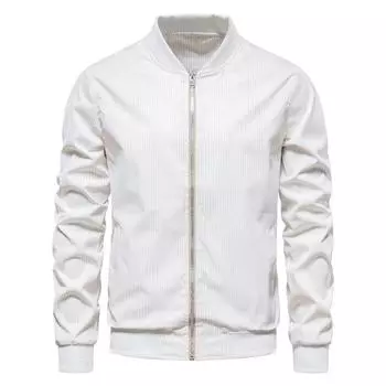 AIOPESON, полосатая куртка-бомбер, мужская бейсбольная куртка-стойка на молнии, повседневные мужские куртки, новая осенняя модная куртка для молодежи US size S 50-60 kg белый