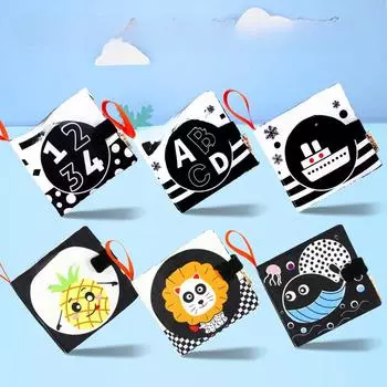 Aipinqi Черно-белая Детская Тканевая Книга Монтессори: Визуальная стимуляция для детей, устойчивая к разрывам