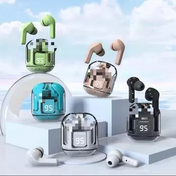 Air31 Прозрачная Bluetooth 5.3 беспроводная внутриканальная шумоподавляющая TWS спортивная гарнитура с цифровым дисплеем белый