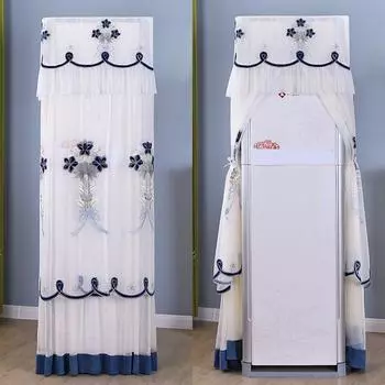 Air Conditioner Cover Square Cabinet Vertical All-Inclusive Greemei Oaks Chigo Always-on Living Room Fabric Craft Dirt-Proof Cover Lily Blue-boot free High 170 wide 50 thick 30cm